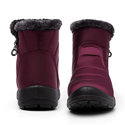 Cheval Winter Snow Zip Up Boots for Women, Fur Lined Warm Ankle Booties, Outdoor Anti-slip Waterproof Comfortable Short Boot, Botas De Invierno Para Mujert3