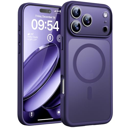 TOCOL for iPhone 17 Pro Case, Full Camera Protection, Built-in Magnetic Ring, Compatible with Magsafe, Drop Protection, Translucent Matte Phone Case for iPhone 17 Pro 6.3 inch (Midnight Purple)