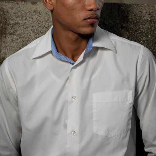 Mens Long Sleeve Dress Shirts Polka Dot Patchwork Button-Down Formal Shirts3