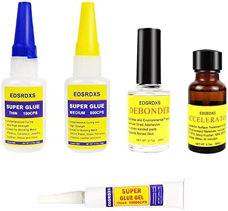 EDSRDXS Super Glue Set All Purpose CA Glue, Thin+Medium+Thick+790+770
