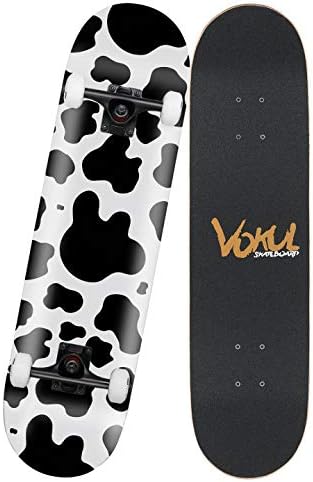 VOKUL Complete Skateboard for Kids Boys Girls Beginners - 31" X 8" inch Standard Skateboard with 7 Layer Maple Double Kick Concave Cruiser Skateboard with Beauty Pattern for Kids Youths Adults