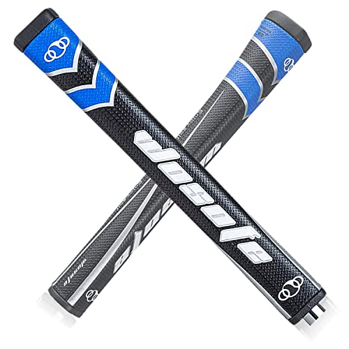 Zenesty Golf Putter Grips Midsize for Men 45g 2.0 Fit Most Iron Club Pistol Shape Lightweight Tacky Surface Delicate Pattern Soft Polyurethane Material Comfortable Feel (Black Blue)