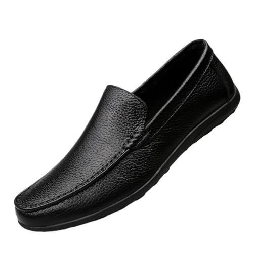 Loafers for Men Breathable Driving Loafers Leather Flat Heel Flexible Lightweight Outdoor Slip On