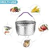 Moieypquye Stainless Steel Steamer Basket For 6 Qt Instant Pot - Mesh Strainer With Divider & Silicone Handle, Orange
