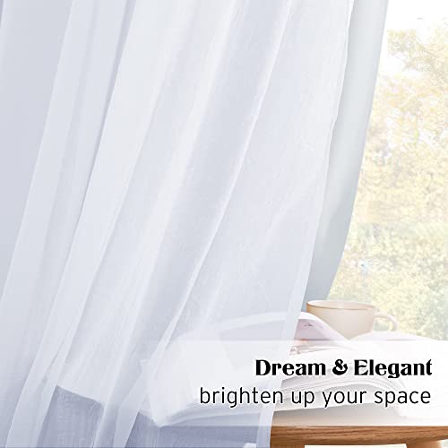 Nicetown Nursery Curtains, Elegance Crush Voile Sheer Overlap White Blackout Room Darkening Curtains/Drapes With 4 Tie-Backs For Kids Bedroom (Set Of 2-Layer, W52 X L63, Platinum) #TOP4