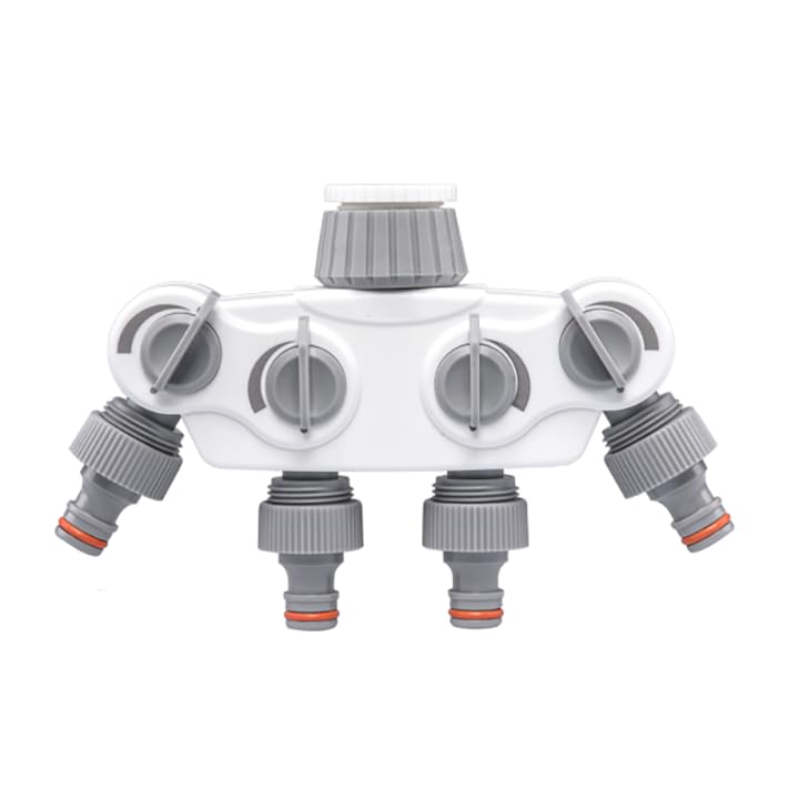 Garden Hose All Connectors Fittings Universal Standard Hozelock Valves Male Female Compatible White (4 Way Splitter)