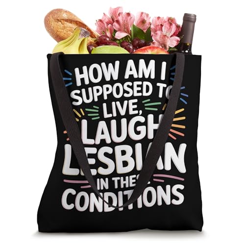 Bolsa Tote Can't Live Laugh Lesbian 16 pulgadas miniatura 4
