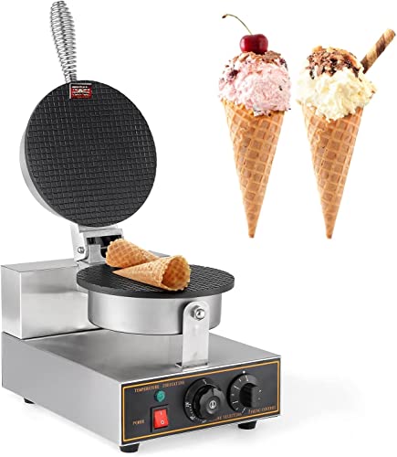 MAZORIA Waffle Cone Maker with Roll Mold Non-Stick Plates, Quick & Easy Cone Making with Temperature & Timer Control