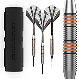 Accudart Soft Tip Dart Set 2.0 - Stainless Steel Finish Barrel - Radial Grooves - Polycarbonate Shafts - Standard Shape Flights - Tri-Fold Case for Convenient Front or Back Storage