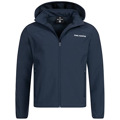 Kirkjubøur® Hestur Herren SOFTSHELLjacke 10.000 mm Wassersäule mit Kapuze und Fleecefutter, atmungsaktiv und wasserabweisend mit Stehkragen, Outdoor (as3, alpha, xx_l, regular, regular, Blau)
