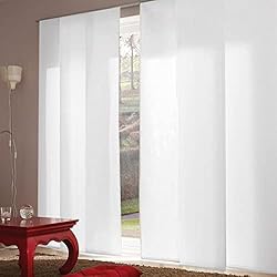 Cortinas Modernas Paneles Japoneses MADECOSTORE - Panel japonés con tamiz, Malla de 50 cm, Color Blanco Perla, 50 x 250 cm