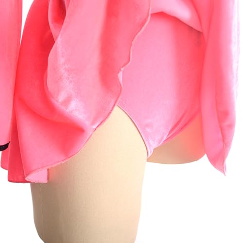 Vestido de patinação artística, elegante manga longa veludo strass competição de patinação artística