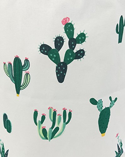 TIBAOLOVER 19.7" Large Sized Waterproof Foldable Canvas Laundry Hamper Bucket for Storage Bin,Kids Room,Home Organizer,Nursery Storage,Baby Hamper with Cactus Design(Green/Red)