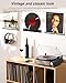 Vinyl Record Player with Speakers,MONODEAL 3-Speed Turntable for Vinyl Records with Bluetooth Transmitter,Auto Stop,RCA Output/USB/Headphone Jacks,Vintage Record Player Wooden Design Black
