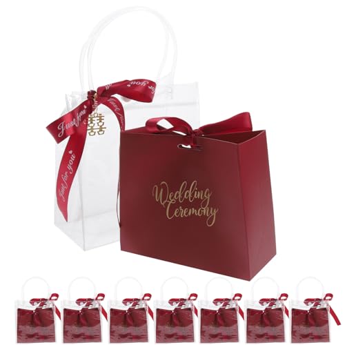 MOTHNUR 10 Bolsas de Obsequio para Boda Rojas Asas, 10 Fundas de Pvc para Dulces, Tamaño 15.5x7x15 Cm, Suministros para Fiestas y Detalles de Invitados, Adecuado para Regalos y Recuerdos