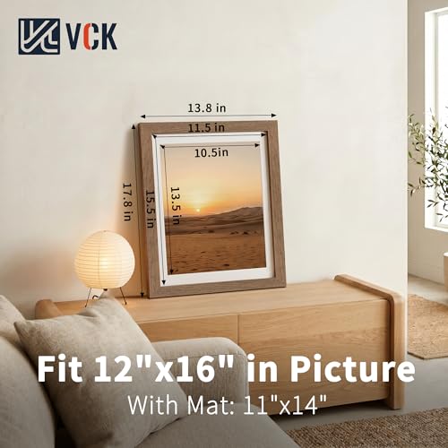 Image of VCK 12x16 Picture Frame 5 Pack, Walnut Exclusive Wood, HD Glass, for Photo