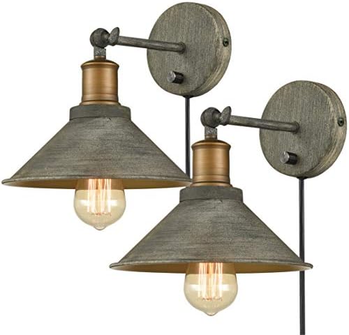 Vintage Farmhouse Wall Sconces Hardwired or Plug-in Bedroom Bath ...