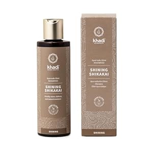 khadi SHINING SHIKAKAI Ayurvedic Shampoo, 100% natural & silicone-free, shikakai & aloe vera smoothes split ends, intense shine & moisture, vegan hair care, certified natural cosmetics 200ml