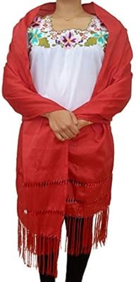 Typical Mexican Rebozo or Chalina, Mexican Pashmina Shawl (94