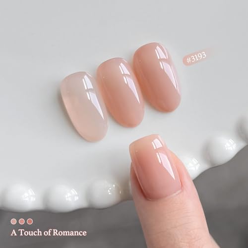 Image of GAOY Jelly White Pink Gel Nail Polish Set, 6 Transparent Colors Sheer Nude Brown, Soak Off UV Light Cure Gel Polish Kit for Nail Art DIY at Home