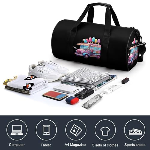 Ice Cream Truck Driver Gym Bag Lightweight Carry On Duffel Bag Athletic Sports Travel Bag Weekender Bag for Men Women4