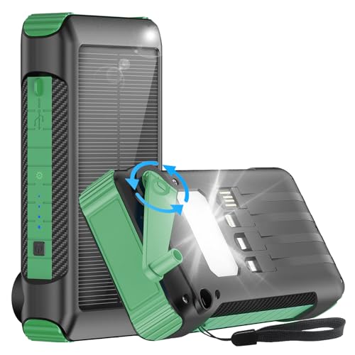 vvicoo モバイルバッテリー ソーラーモバイルバッテリー 手回し充電 ソーラー充電器 大容量屋外緊急 ポータブルソーラーモバイルバッテリー PD22.5W急速充電 4本ケーブル内蔵 Type-C入出力兼用 太陽光充電 IP65防水 LEDライト付き スマホ 充電器 耐衝撃 スマホ充電器 停電/災害/旅行/アウトドア用 防災グッズ PSE認証済 日本語取扱説明書