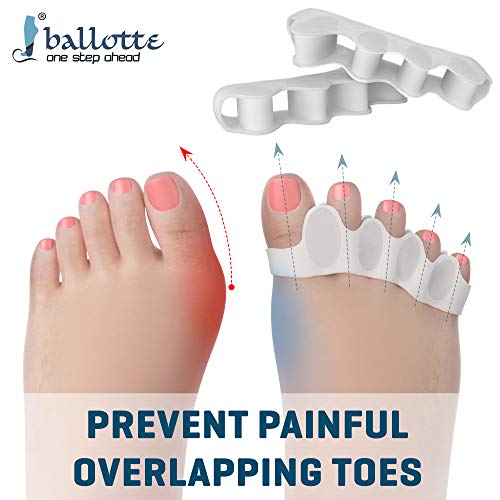 Ballotte Toe Spacers - Gel Toe Separators For Women/Men - Toe Spacers For Feet Women, Toe Spreader, Foot Stretcher, Big Toe Straightener, Bunion Corrector For Men, Hammer Toe Corrector For Women #TOP1