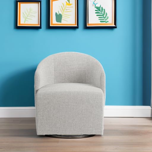 Image of BELLEZE Swivel Accent Chair, Modern Upholstered Swivel Armchair 360 Degree Barrel Chair Comfy Corner Chair for Living Room Bedroom - Malta (Light Grey)