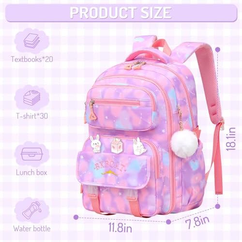 School Backpacks for Girls - Cute Girls Backpack with Multifunctional Pockets, 18" Large Capacity Bookbag for Elementary, Middle and High School Students2