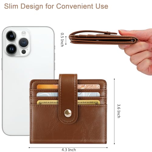 Small Wallets for Women Slim Minimalist for Bifold Credit Card Holder for Pocket or Purse, Brown4
