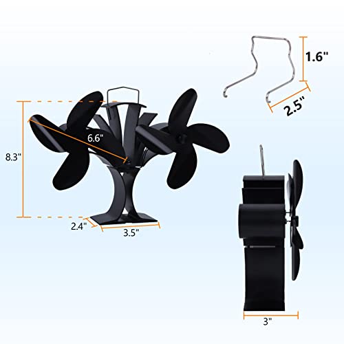 Foedo Dual Motors 8-Blade Stove Fan，Heat Powered Stove Top Fan For Heater/Wood/Pellet/Log Burner/Fireplace, Upgrade Cocoon Fan, Efficiently Circulate Warm Air(With Easy Installation Accessories) #TOP2