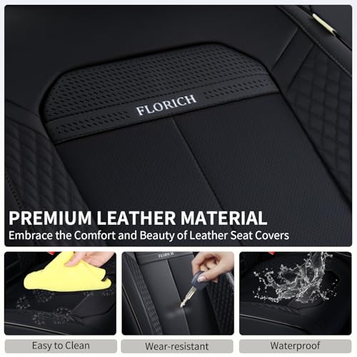 Image of FLORICH 2pcs Car Seat Covers Front Set, Black Car Seat Cover, Breathable Premium Leather Seat Covers, Automotive Vehicle Seat Covers for Cars Trucks Vans SUVs Sedans (2 Packs, Black)