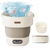 Mini lavatrice, 13 l, 2 in 1, pieghevole, piccola lavatrice da campeggio, con centrifuga, cestello per asciugare rimovibile, 3 modalità, pulizia profonda, portatile, per dormitori, camper, 2,5 kg