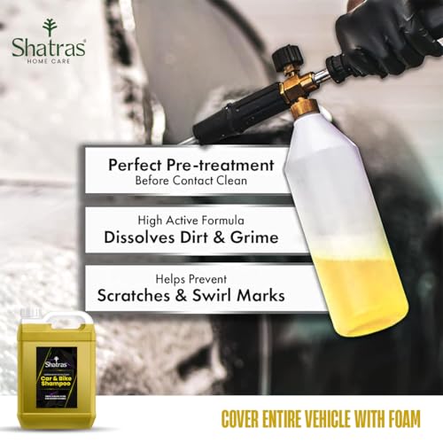 Image of Shatras Yellow Car Wash Shampoo Concentrate - pH Neutral, Thick Suds With Shine Enhancing Formula - Bubblewash Snow Car Foam Shampoo That Works With Both Bucket Wash And Foam Cannon