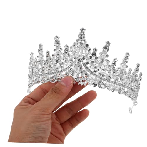Tiara de boda para novia y juego de collar con pendientes de diamantes de imitación 4