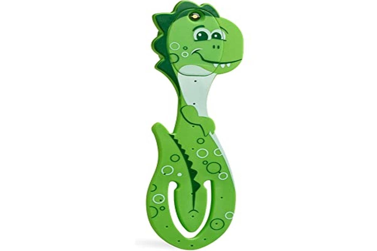 Gifts for Readers & Writers Bookmark Reading Light Dino Green - 2in1 Clip On Bookmark Kids Book Light for Reading Night in Bed, Travel Cute Book Lights, Flexible 8 Lumen LED Lights for Books