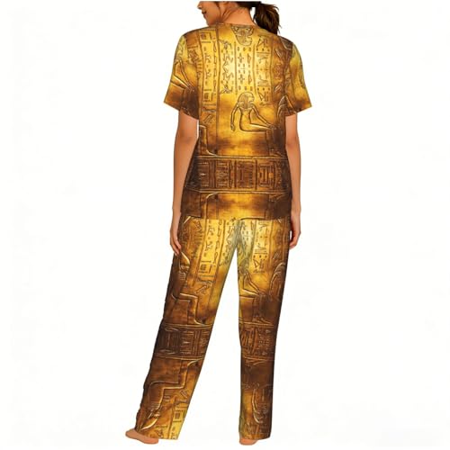 Ensemble de détente imprimé hiéroglyphes pyjama manches courtes - 2