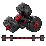 Weights Dumbbells Set for Men, Women – Hand Weight Sets Adjustable to 44lbs – Rubber Covered Weight Plates, Connecting Rod for Use as Barbell – Versatile Dumbbell Set for Gym, Home Workout