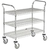 Nexel Wire Utility Cart, 3 Shelves, 800 Lb. Capacity, 36