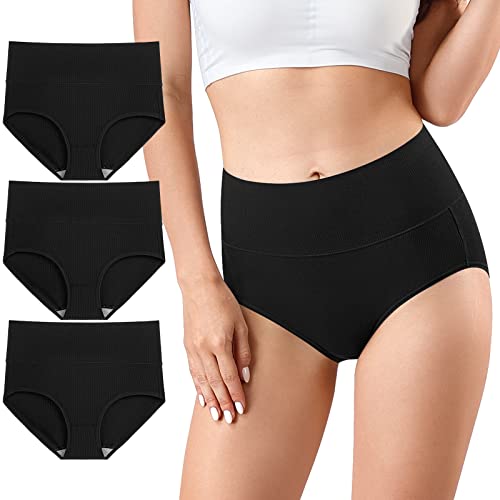 Image of Women's High Waist Cotton Underwear - Soft, Super Stretchy Briefs, Full Coverage Panties
