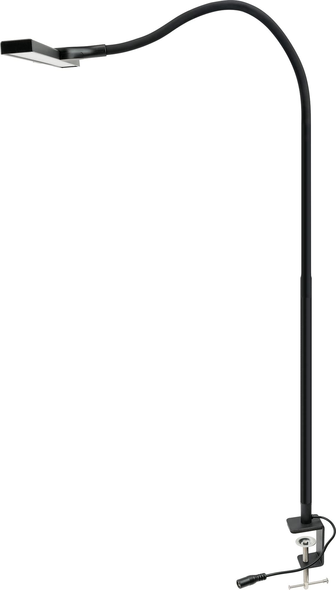 SCHWAIGER 658156 - Lampada da scrivania a LED, lampada da ufficio, con sensore touch a collo di cigno, porta USB, clip a vite