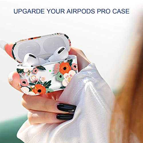 Maxjoy For Airpods Pro Case Cover, Clear Flower Air Pod Pro Case For Women Girls Cute Soft Protective Ipods Pro Cover With Keychain Compatible With Apple Airpods Pro Charging Case, Floral #TOP4