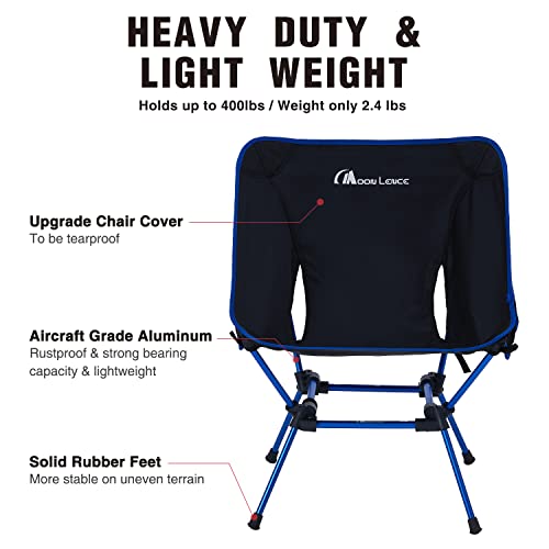 Moon Lence Portable Chair Outdoor Camping Chair Compact Backpacking Folding Chairs With Side Pockets Packable Lightweight Heavy Duty For Hiking&Beach, Blue, High #TOP4