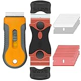 Kiligen 2個スクレーパー ガラススクレーパー ポケットスクレーパー ステンレスブレード プラスチック刃 安全スクレーパー ガラス汚れ落とし 壁面の付着物のかき落とし 替刃付20個 ステッカー/シール/ラベル/接着剤剥がし