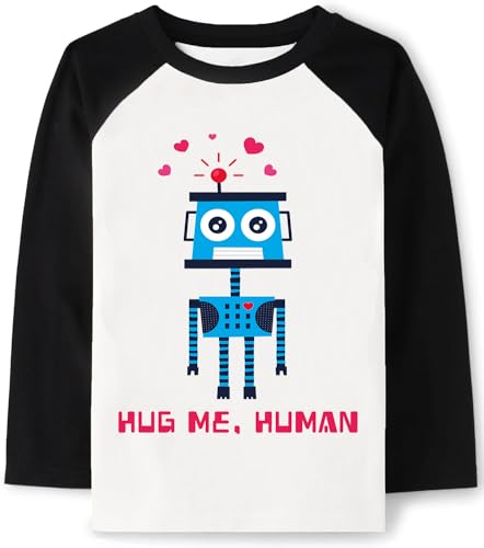 Tkria Kid Boy Valentine Day Outfits Robot Love Mother Heart Cute Toddler Shirt Love Long Sleeve Shirts Top Outfit 6 Years