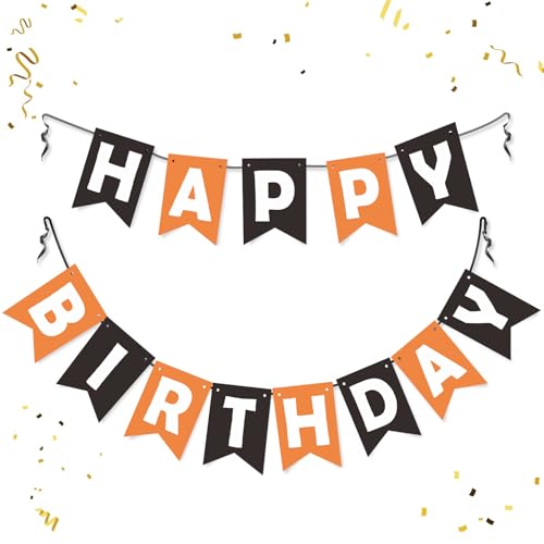 Image of ZHENGYE Black Orange Happy Birthday Banner Baby Shower Birthday Party Decorations Supplies