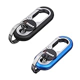 MQLSAERI Pack de 2 mosquetones para Llavero, mosquetón para Llaves de Acero Inoxidable, Llavero para Coche con 4 llaveros, Mini Herramientas para Exteriores, Unisex - Azul + Negro