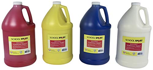 School Smart 2002804 Washable Tempera Paint Set, Grade: Kindergarten to 12, Gallons, Assorted