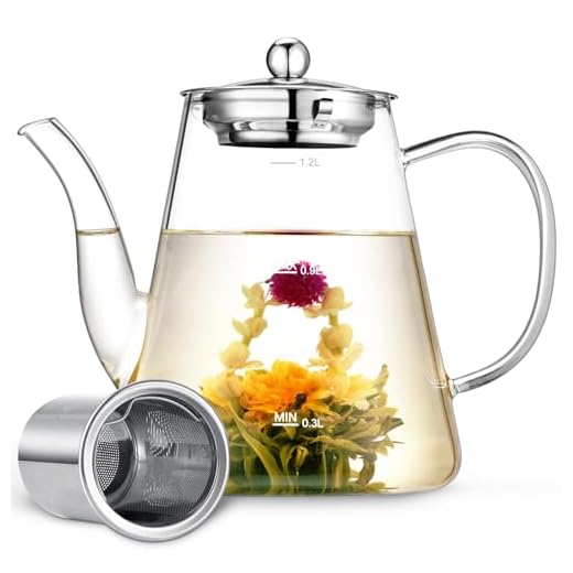 Glass Teapot, Zpose 1200ml Teapot with Removable Loose Tea Infuser, Borosilicate Glass Tea Pot with Scale Line, Stovetop Safe Tea Kettle for Blooming Tea, Gift Box for Tea Maker