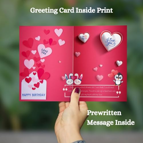 Image of AanyaCentric A5 Size 5.8x8.3inch Birthday Romantic Greeting Card & Envelope Gift For Husband Wife Love Lover Girlfriend Boyfriend Express Your Love with Unique Design